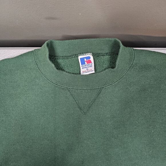 Vintage Russell Athletics Sweatshirt XL Green Crewneck 90s USA Boxy Essential - Picture 3 of 8